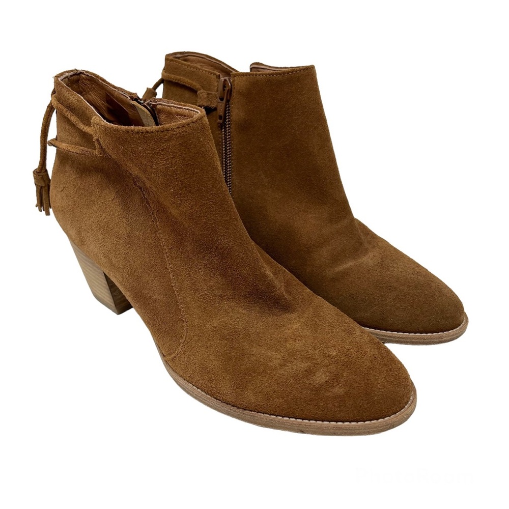 Comptoir Des Cotonniers Suede Ankle Boots 8.5 Tan Heeled Boho Anthropologie